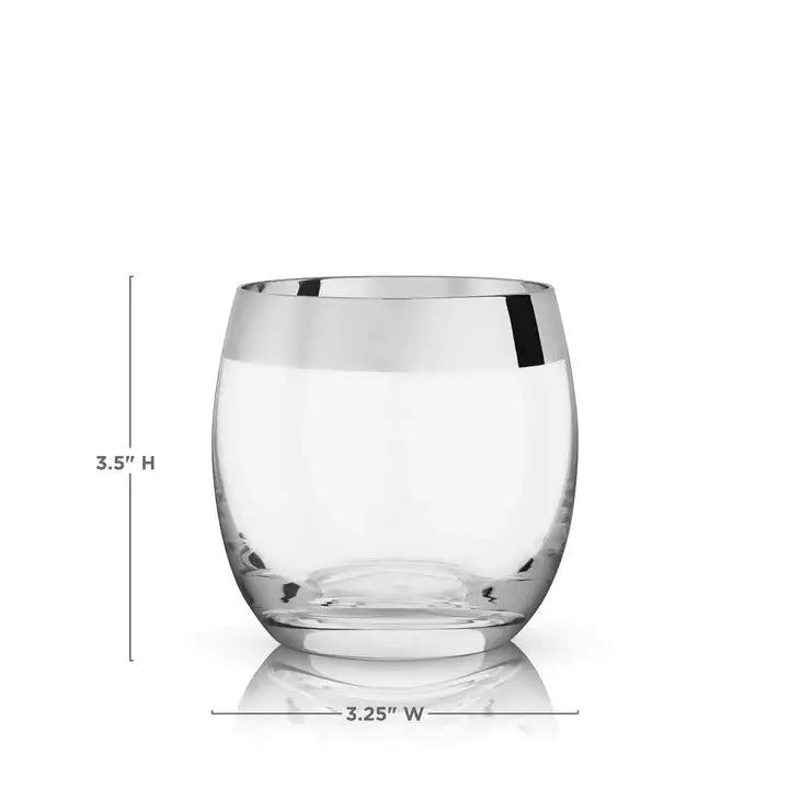 Chrome Rim Globe Tumblers - Set of Two - Bespoke Bar L.A.