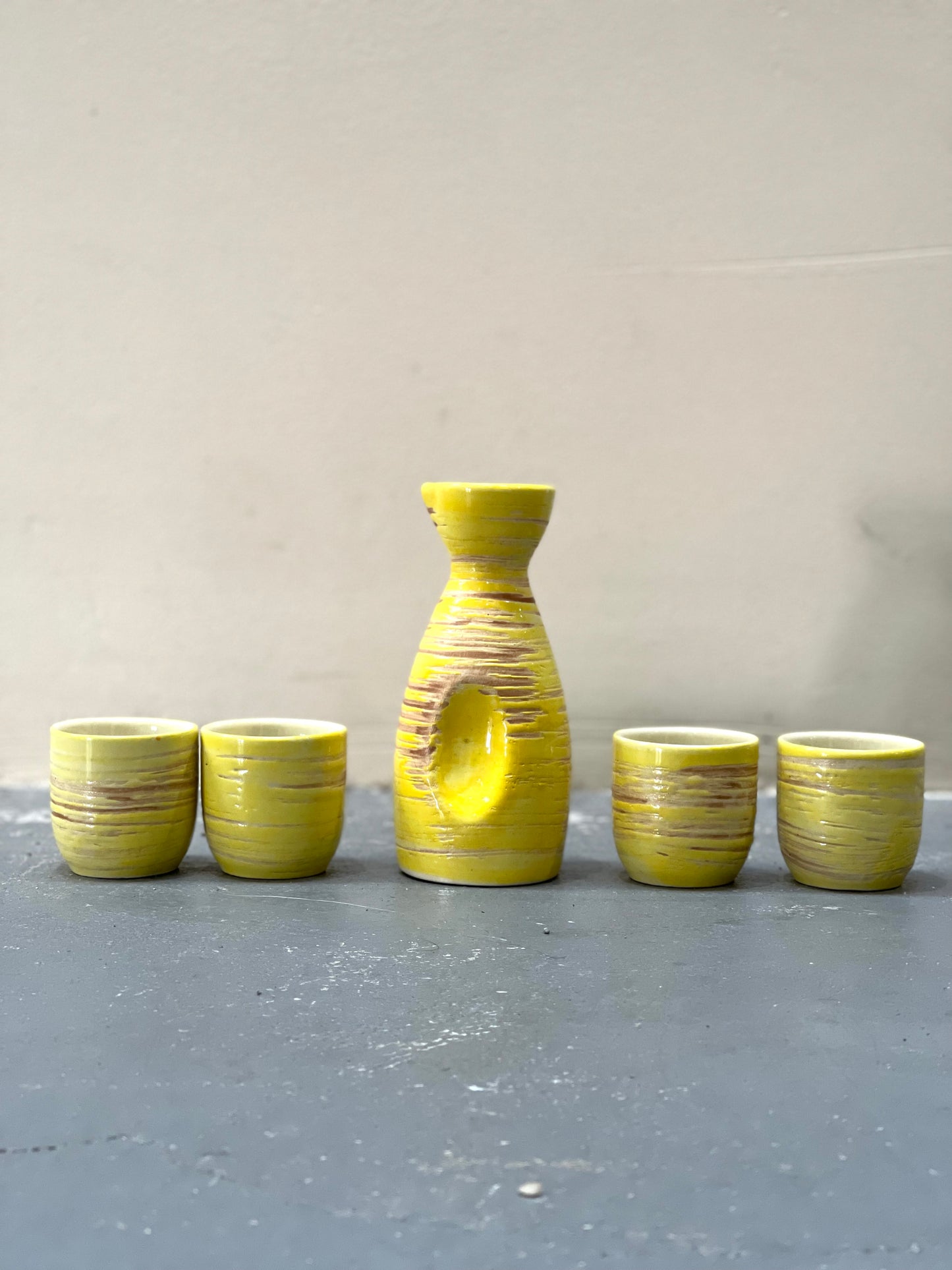 Hand-Made Yellow Sake Set