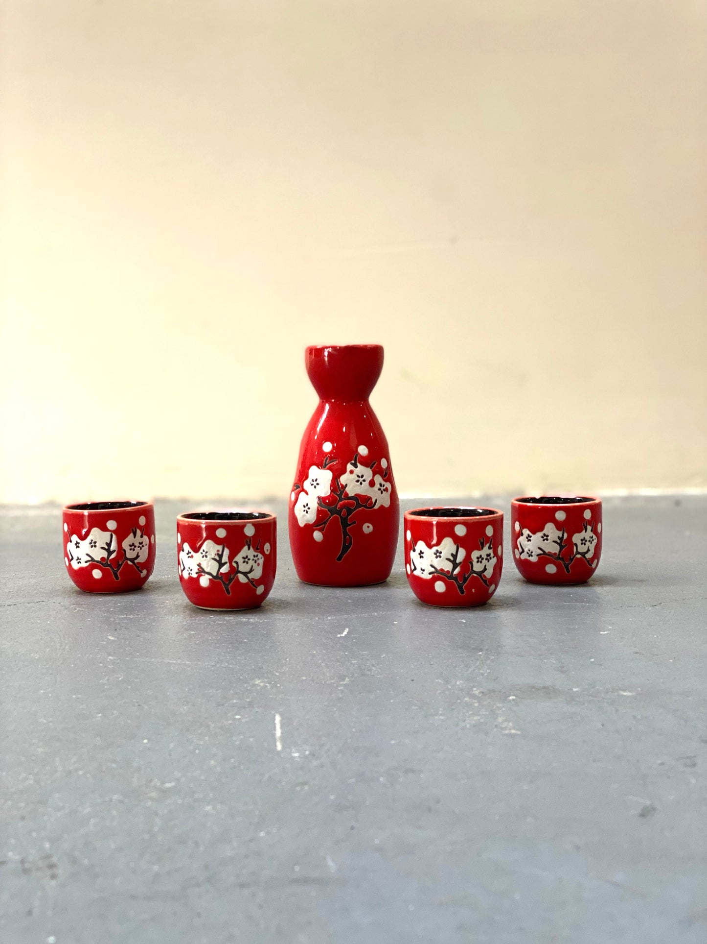 Hand-Made Red Sake Set