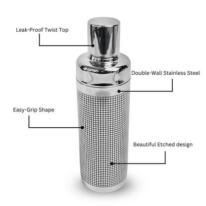 Etched Stainless Steel Cocktail Shaker - Bespoke Bar L.A.