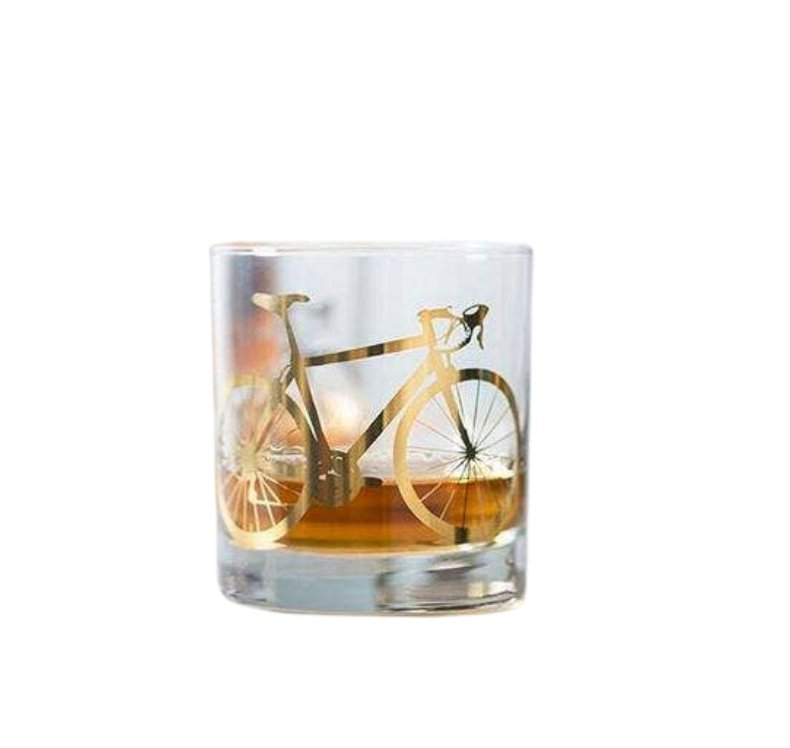 20k Gold Bicycle Rocks Glass - One Glass - Bespoke Bar L.A.
