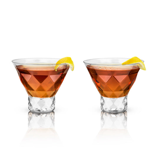 Angled Crystal Martini Glasses - Set of Two - Bespoke Bar L.A.