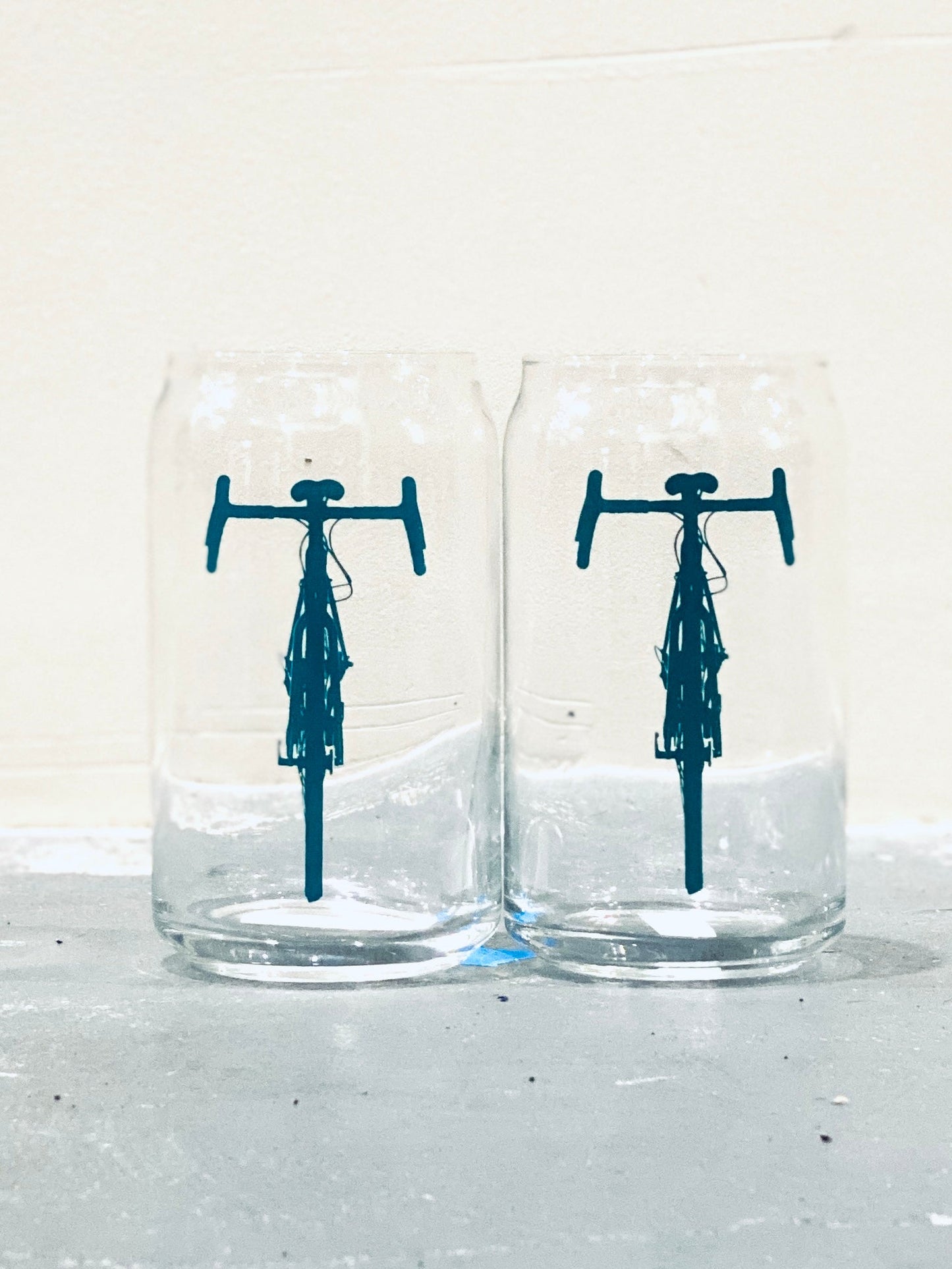 Set of Two 16 Oz Can Shaped Glasses - Bikes