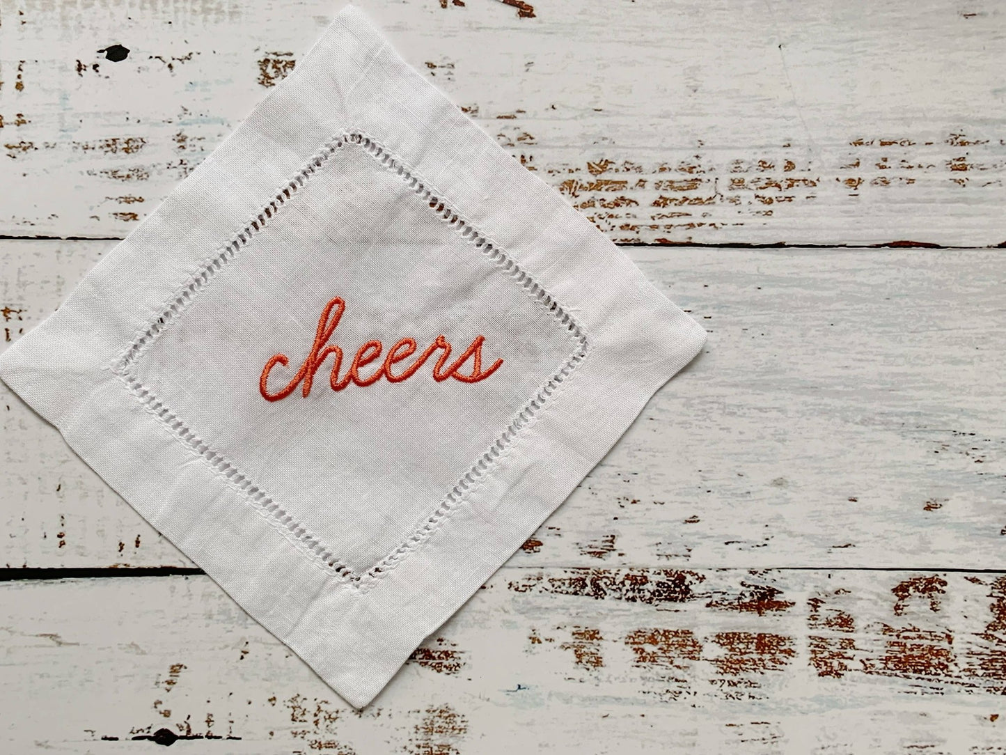 Cheers Linen Cocktail Napkin - Coral - Bespoke Bar L.A.