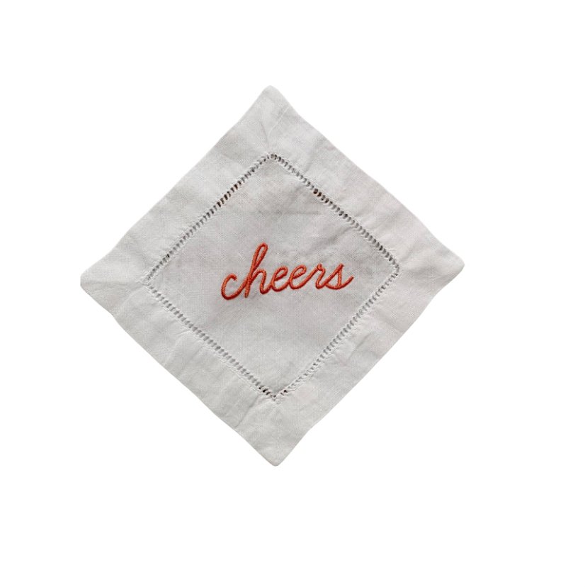 Cheers Linen Cocktail Napkin - Coral - Bespoke Bar L.A.