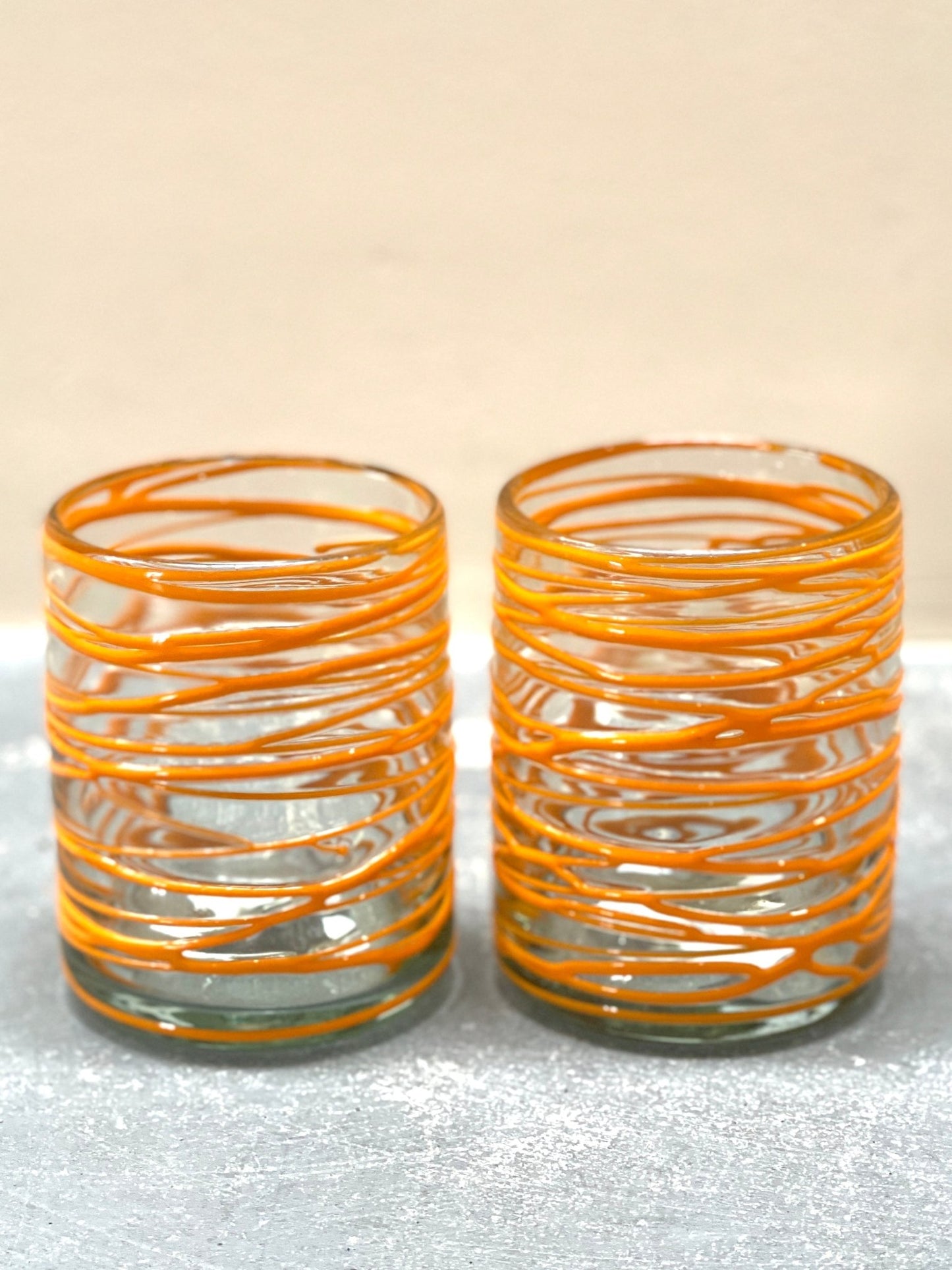 Orange Swirl Handblown Glasses - Set of Two - Bespoke Bar L.A.